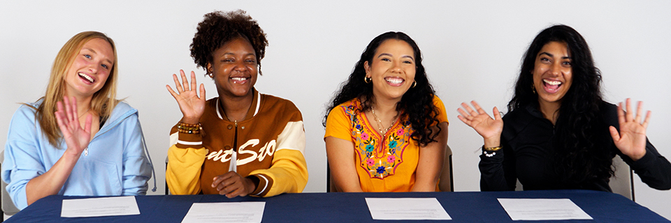 Kaylie, Bri'Yana, Katia, Riv Rockhurst student podcast on campus leadership