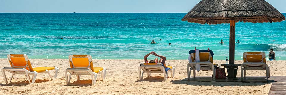 Beach in Cancun Beach chairs in Cancun, Mexico