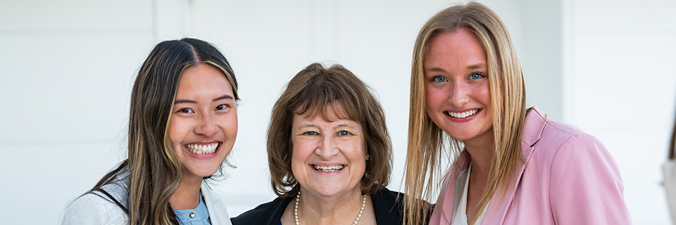 Rockhurst president Sandra Cassady with student leaders