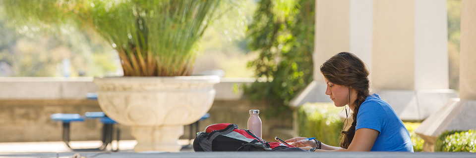 Student Studying in Greenery