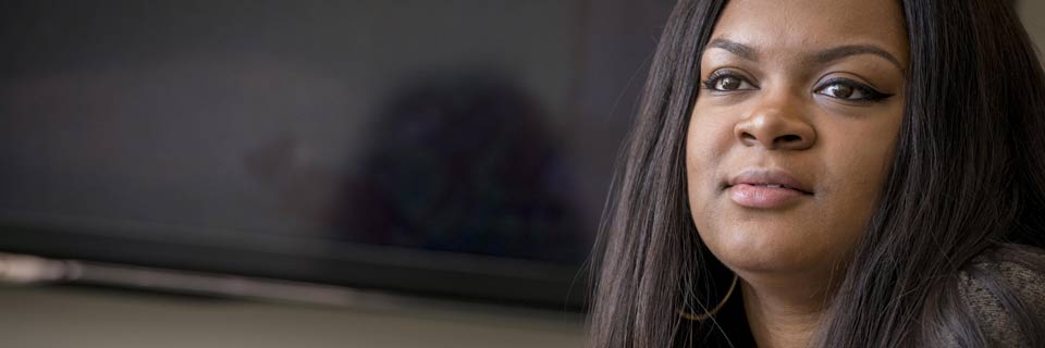 Business Administration, Management Concentration A Management student thinks about leadership in one of her classes