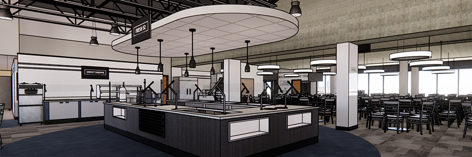 Artist rendering of new Rockhurst cafeteria