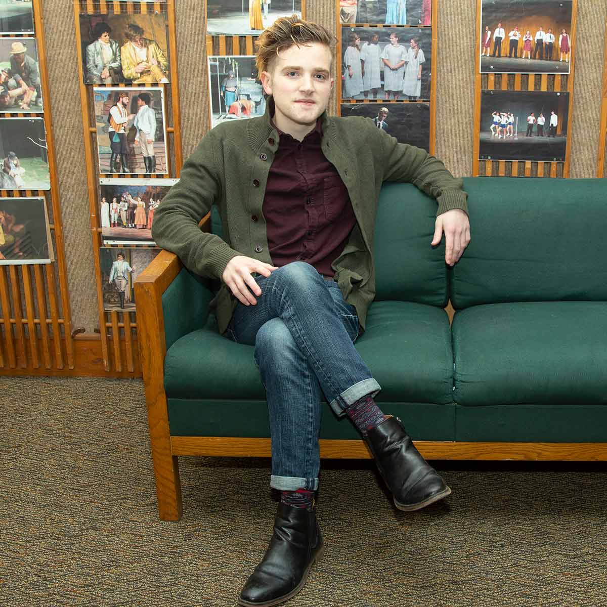 David Walter, '20 David Walter sits near Mabee Theater.