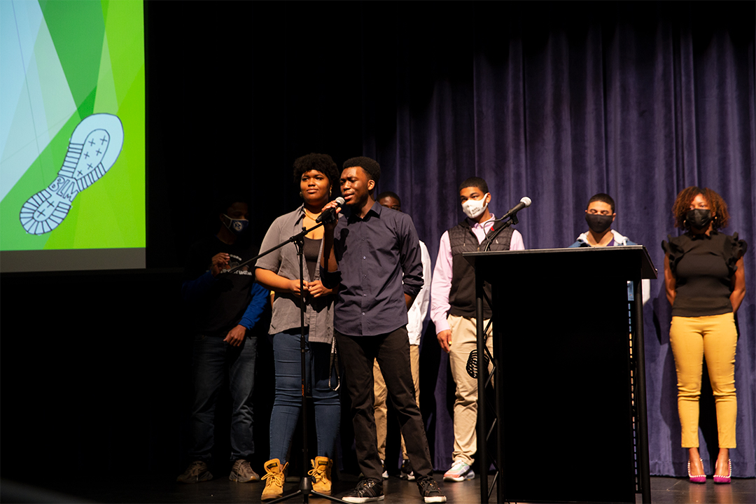 Students perform during Rockhurst's MLK Commemoration, April 2021 MLK Commemoration 2021