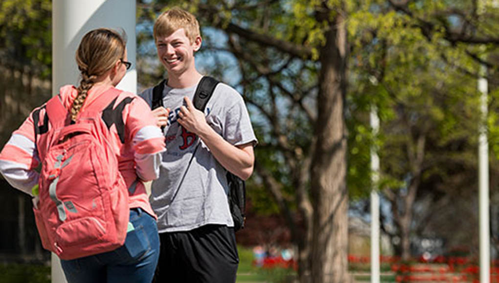 Students talking outside