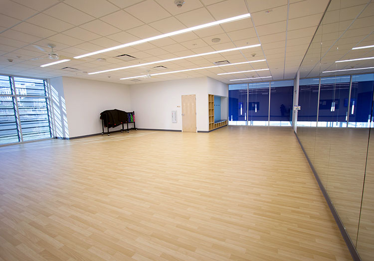 Aerobics room with students