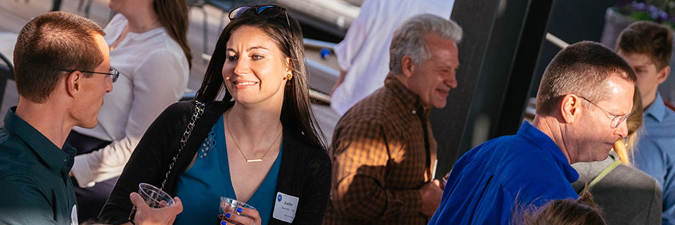 Alumni at networking event