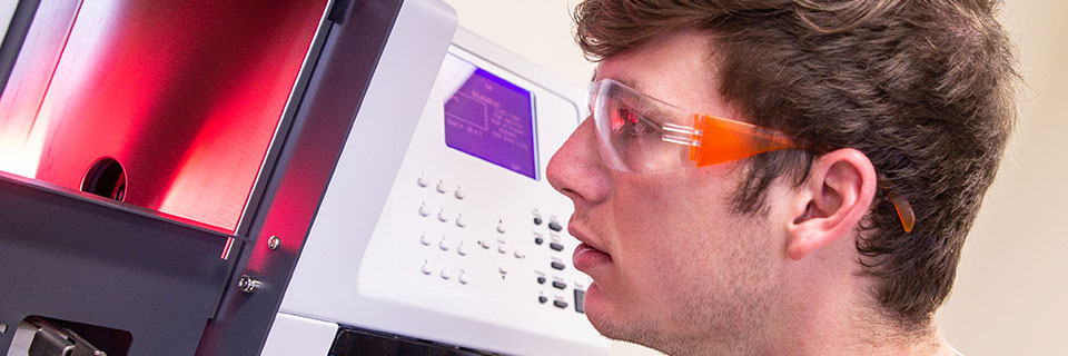 Chemistry Student with chemistry equipment
