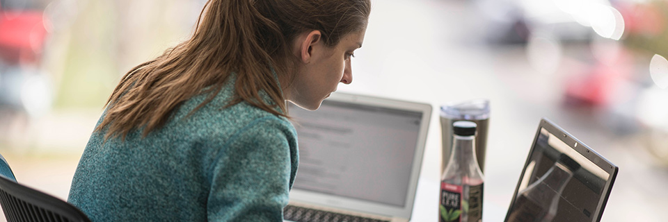 Computer Science student studying.
