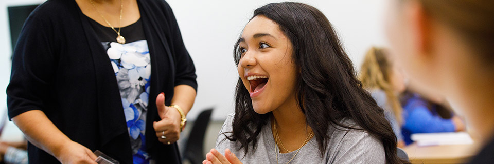 Rockhurst student excited in class Rockhurst student excited in class