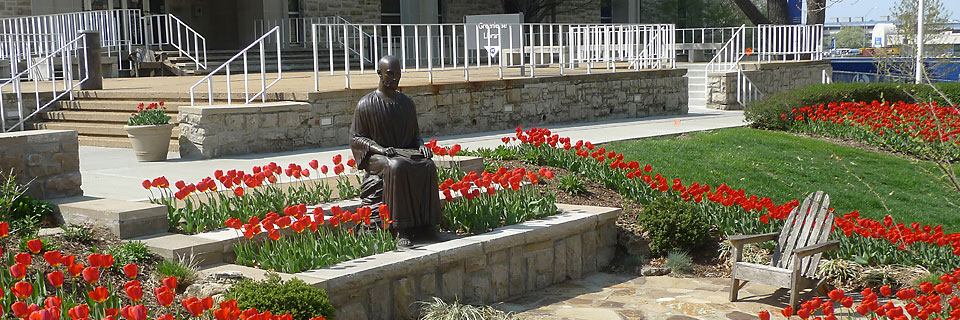Ignatius Statue Ignatius Statue with Tulips