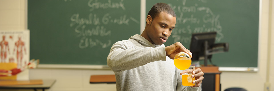 Student conducting science experiment