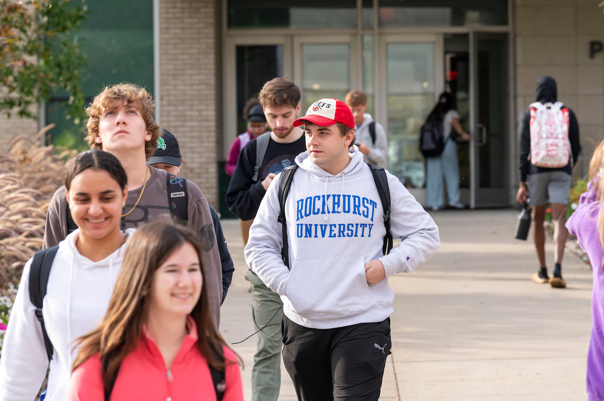 Students walking on campus