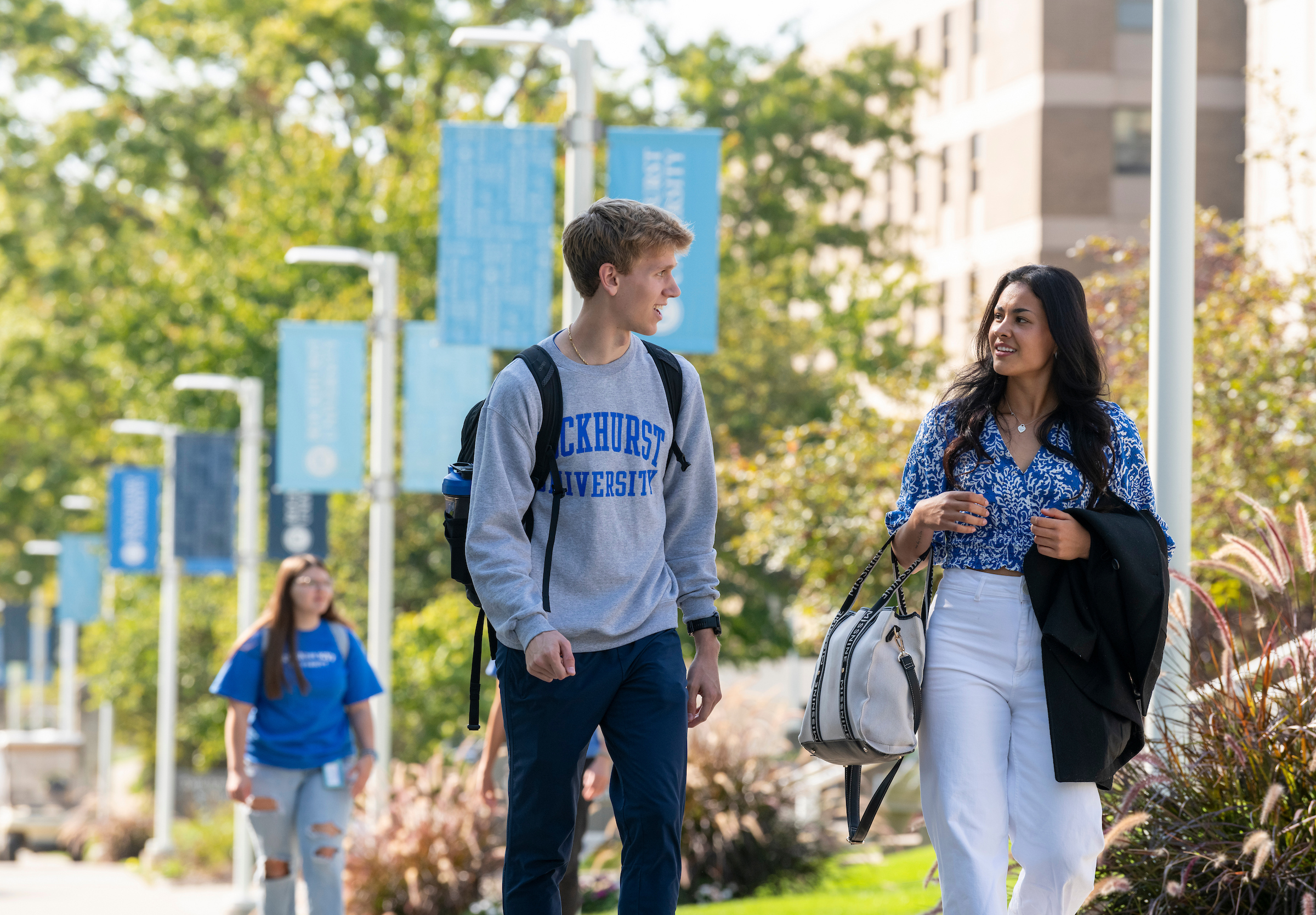 students walking on campus