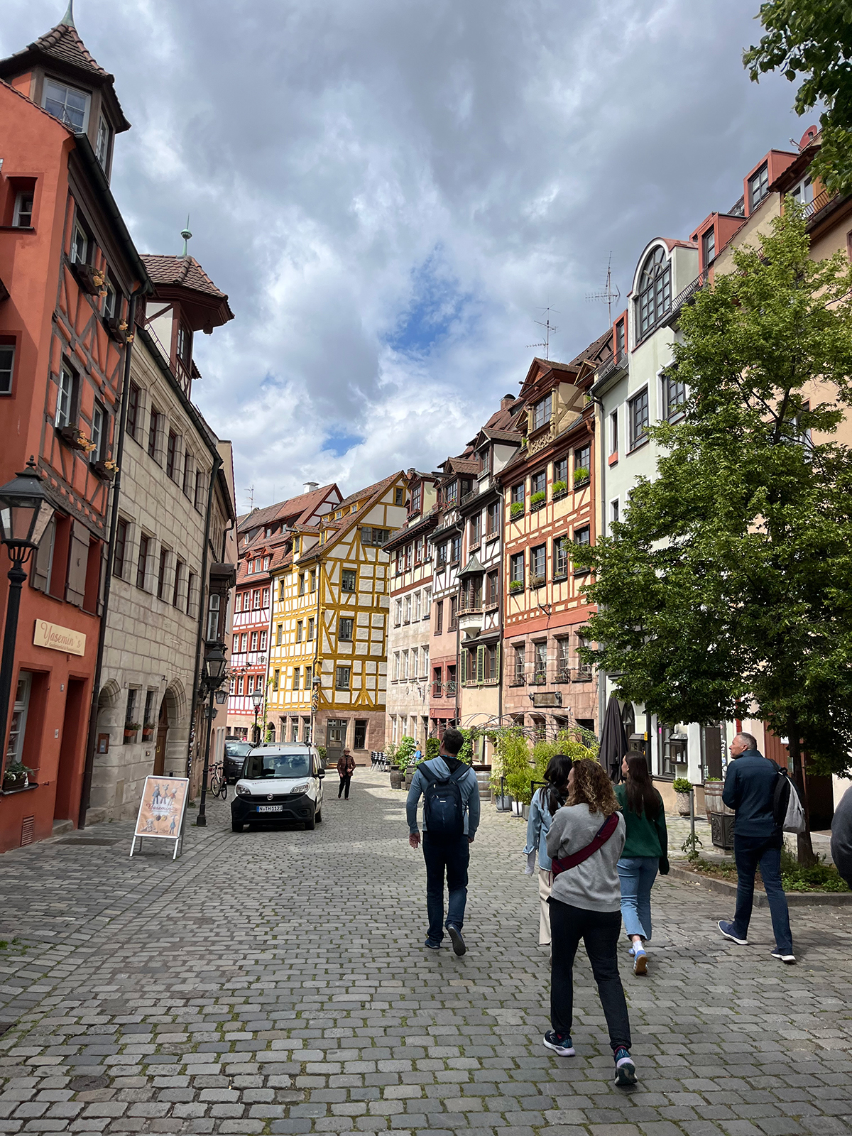Street in Nuremburg, Germany, lined with historic buildings