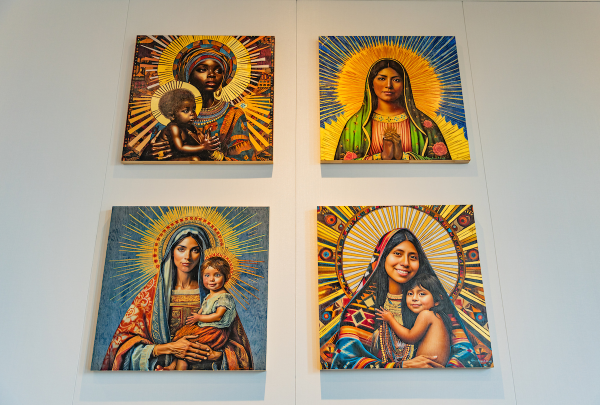 Modern paintings of the Virgin Mary in Mabee Chapel 