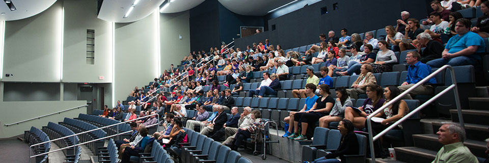 Midwest Poets Series People sitting in auditorium