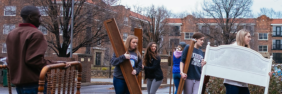 Students at a service project