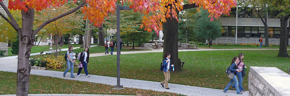 Students walking on campus