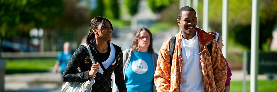 Students walking on campus