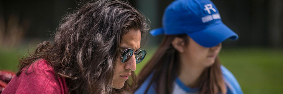 Students studying outside