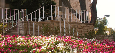 Greenlease Gallery entrance with flowers