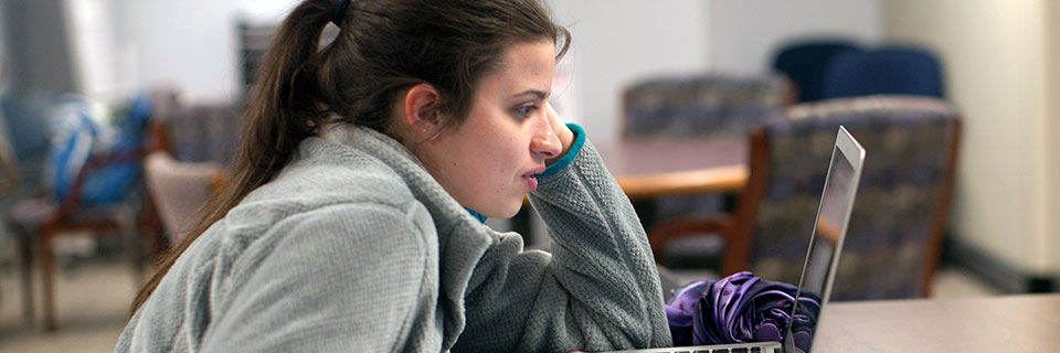 Student working on laptop