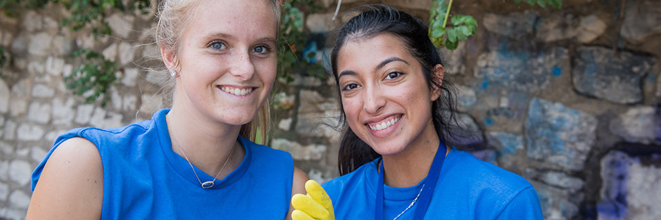 Students at a service project