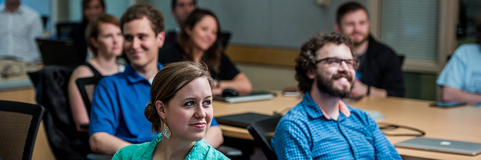 Students smiling in classroom