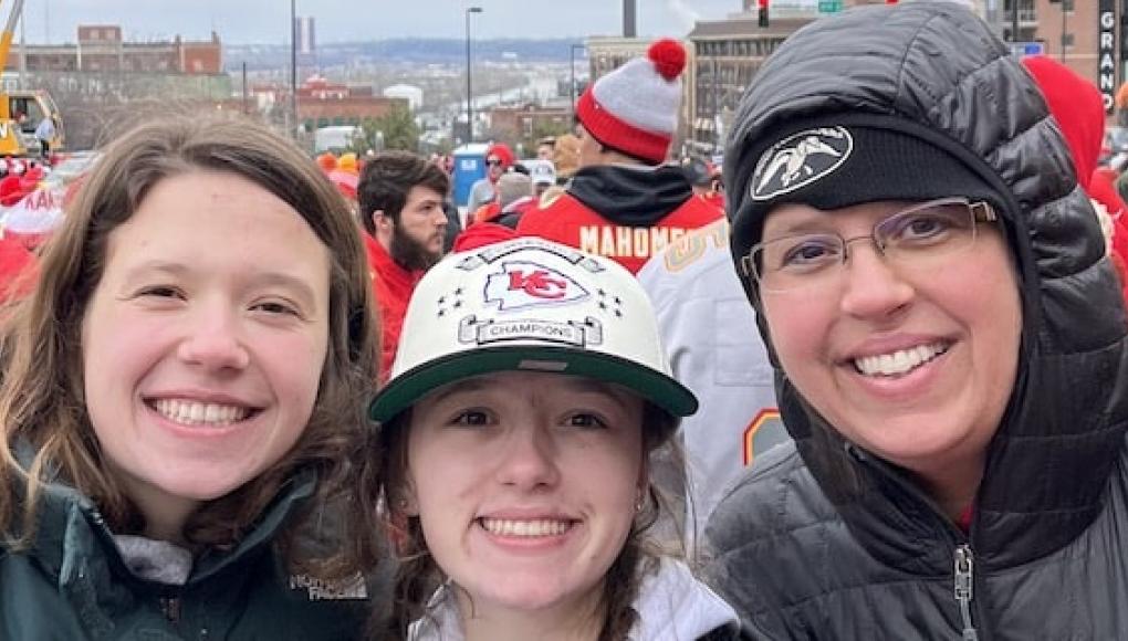 Katie Mead and her family during the Super Bowl parade