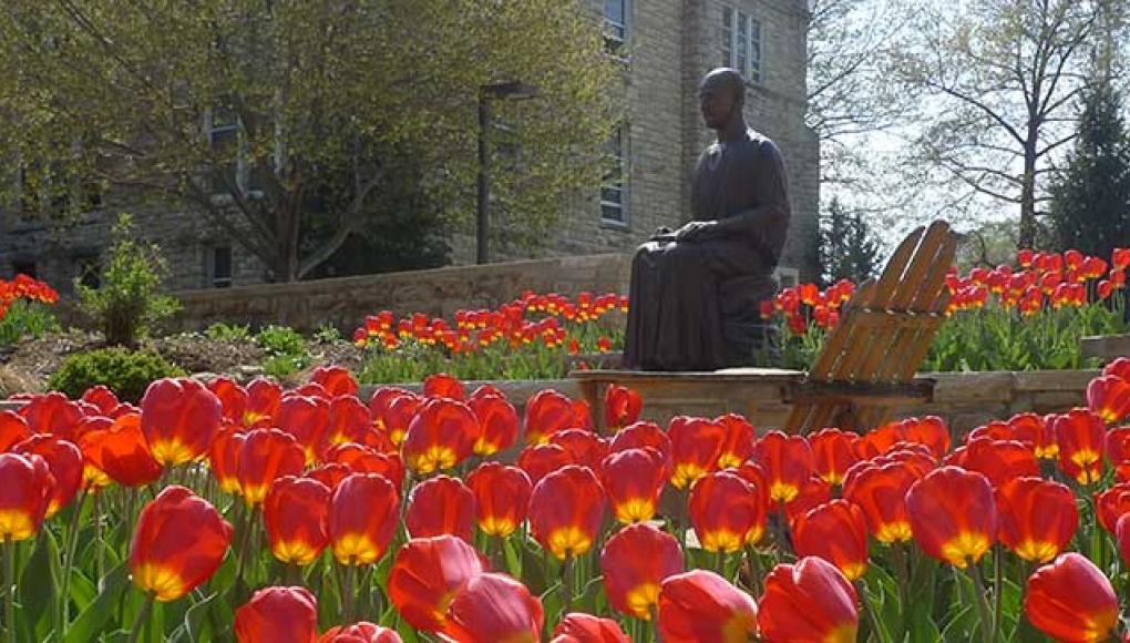 Statue of Saint Ignatius on the campus of Rockhurst University