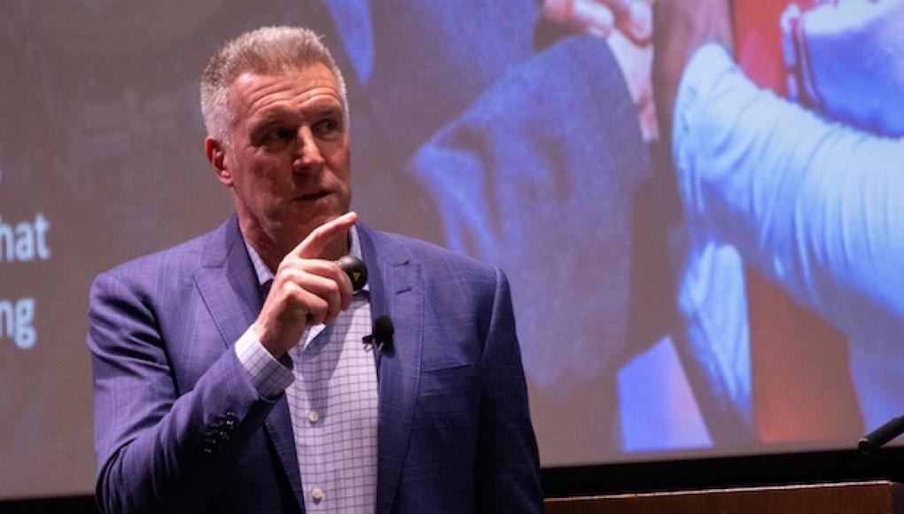 Peter Vermes speaks at a Young Alumni Council event
