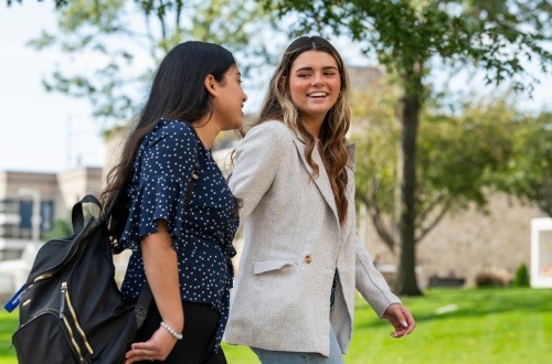 Business students on campus