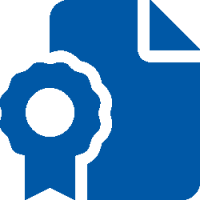 Icon of paper certificate with ribbon 