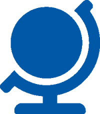 Blue globe-with-stand icon