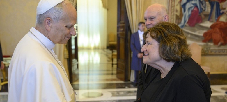 Pope Leo XIV meets with Rockhurst University President Sandra Cassady, Ph.D.