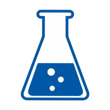 Icon - Blue beaker with bubbles in liquid
