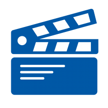 Blue clapperboard icon