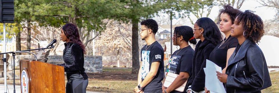 Members of the Black Student Union during a solidarity event