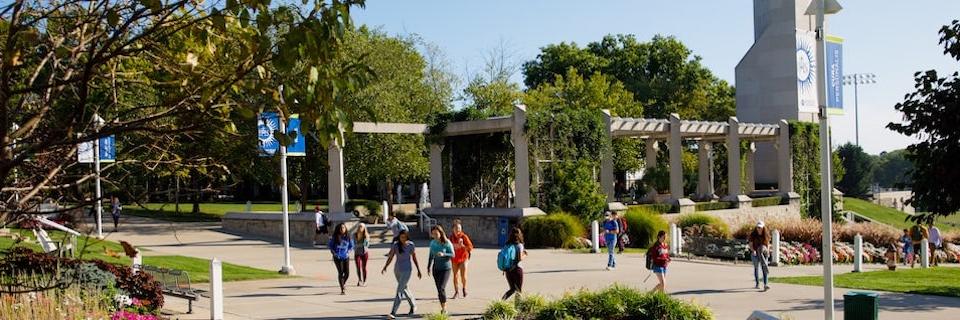 Students on the Rockhurst University campus
