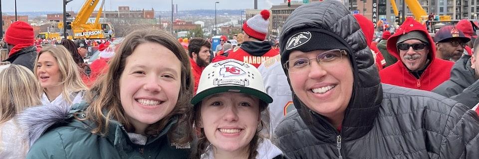 Katie Mead and her family during the Super Bowl parade