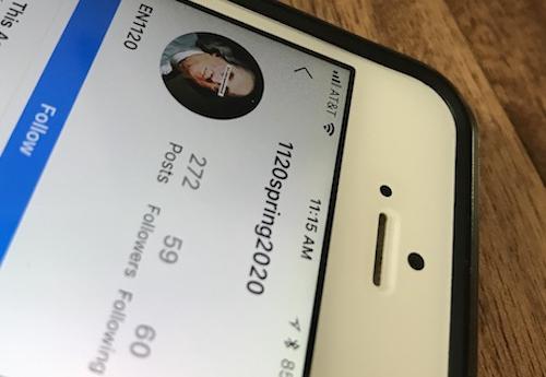 Phone open to a class instagram account
