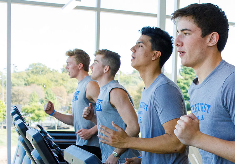 Students running on treadmills