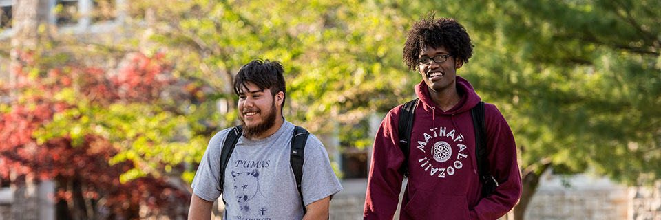 Undergraduate Business Administration Students walking on campus