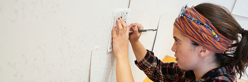Visual Arts Student drawing