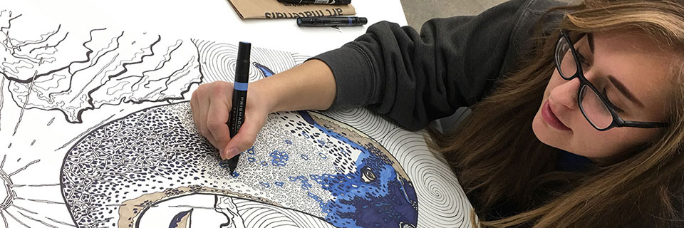 Visual Arts Student drawing