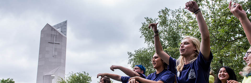 Rockhurst students celebrating during Finucane Service Project